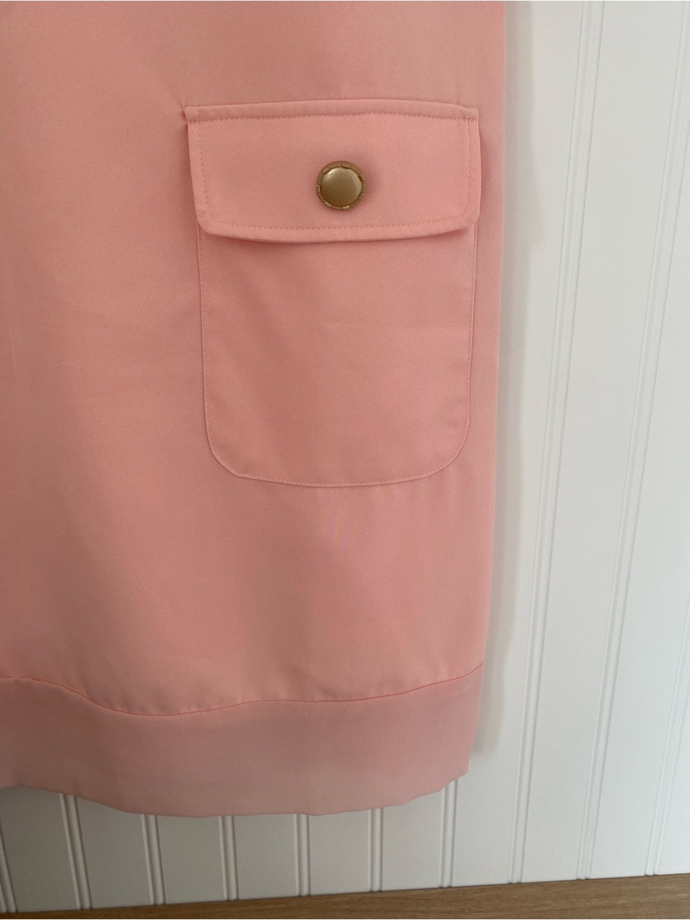 Classic Pink Shift Dress with Button Detail - Picture 3 of 5